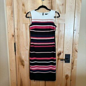 White House Black Market Striped Sheath Dress Size 6 570193247 Pink Navy White